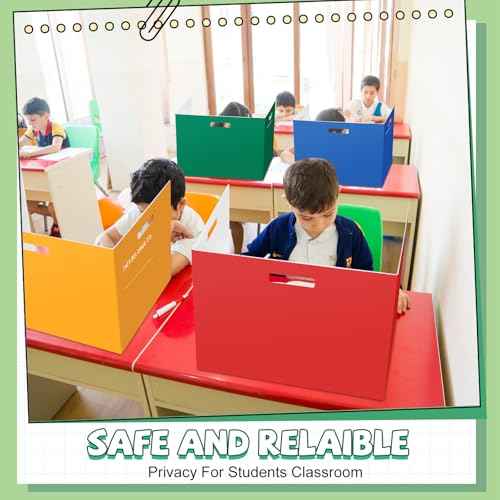 30 Pack Plastic Desk Dividers for Students, Durable Waterproof Testing Dividers Bulk Easy to Clean Trifold Privacy Folder Boards for Kindergarten Elementary School Office Study (Multicolor)