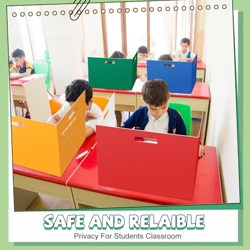 Desk Privacy Dividers Set 30 - Trifold Plastic Classroom Folders for Students
