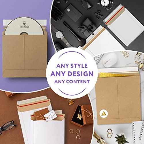 Natural Brown Kraft Rigid Mailers, 20 x 27 Inches. Pack of 5 Paperboard Envelopes. Sturdy Stay Flat Mailers with Self-Seal Closure. Recyclable Hard Envelopes for Mailing. Stayflat Mailer
