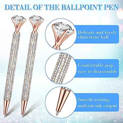 Honoson 50 Pcs Big Diamond Pens Bulk Bling Rhinestone Pens with Crystal Christmas Glitter Retractable Black Ink Ballpoint Pens for Bridal Shower Gifts School Office Birthday Party Favor(AB Color)