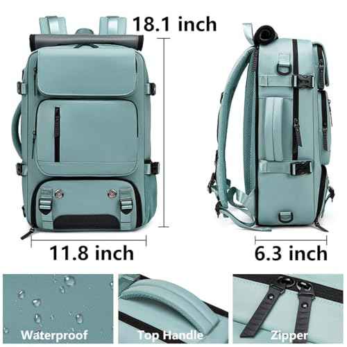 Travel Backpack for Women Men Carry On Backpack fits 16¡± Laptop Waterproof Convertible Backpack with Shoe Compartment (Black)