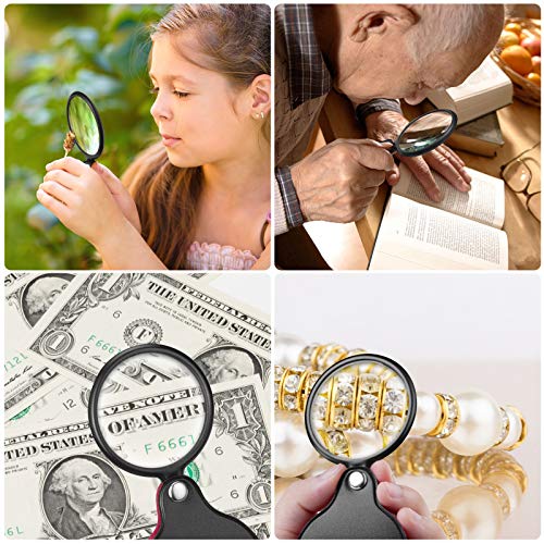 2-Pack 10X Pocket Magnifying Glasses for Kids & Seniors - Handheld Mini Loupe