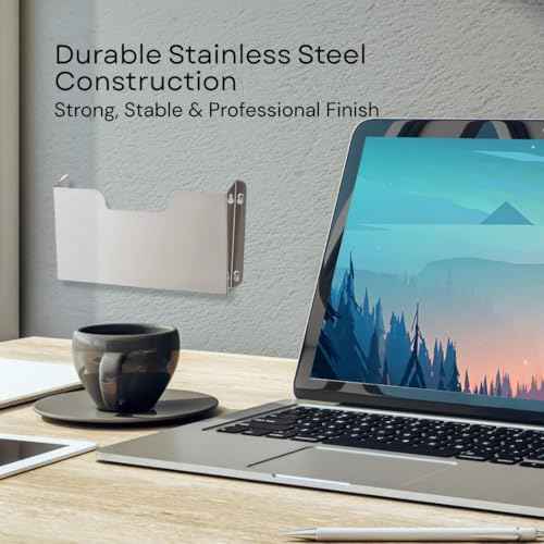 DR POCKET RACK Wall Mount Pocket Wall File Organizer, Single Pocket Letter Size, Stainless Steel, 14 x 2.5 x 7.5 inches