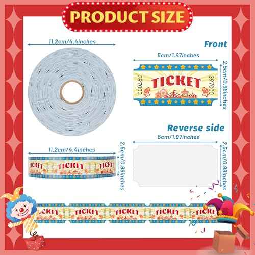 Carnival Tickets Single Roll Raffle Tickets for Events, Classroom or School Carnivals, Family Games, Door Prizes (1000 Pcs)