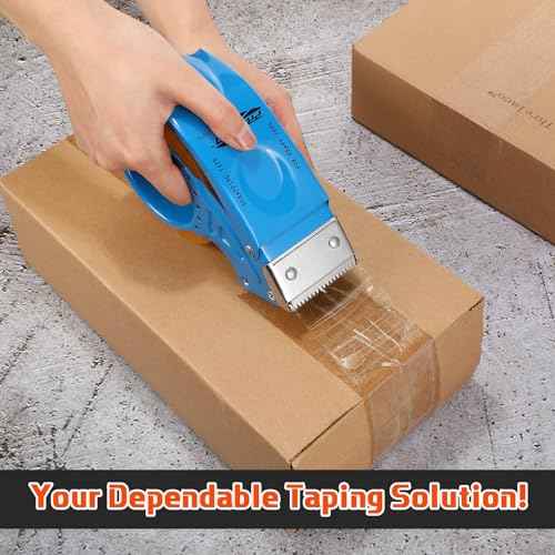 12 Pcs 2 Inch Packing Tape Dispenser Gun Heavy Duty Metal Tape Gun for Packing Boxes Wide Tape Gun for Handheld Sealing Cutter Warehouse Tools, White, Orange, Blue