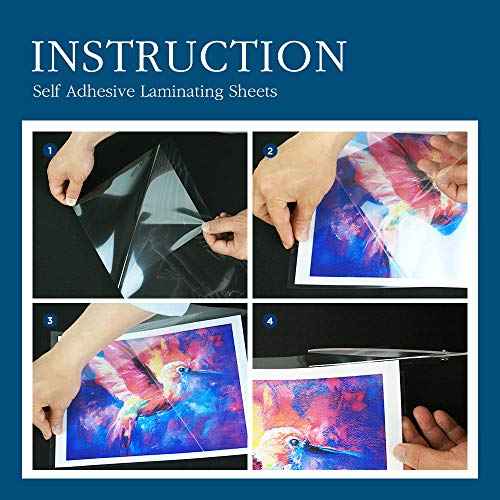 Self Stick Laminating Sheets 8.7 x 12.2 Inches, 4mil, Pack of 20, No Heat, No Machine, Peel and Stick Laminating Sheets, Self Adhesive Contact Paper, Self Sealing Clear Vinyl Stickers by VIOLLETO"