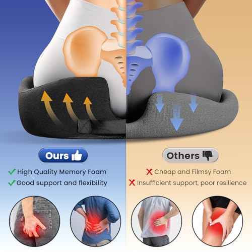 Donut Pillow Seat Cushion Memory Foam Office Chair Cushion for Tailbone Pain Long Sitting Hemorrhoid Pillow for Wheelchair Computer Desk Chair Car, Home, Pressure Relief Pad for Hip, Black