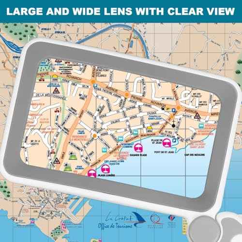Rechargeable Magnifying Glass with Light for Reading, 5X Large Page Magnifier with LED Lighted for Seniors Low Vision, Folding Handheld Lightweight Rectangle Magnifier for Reading Book Small Print