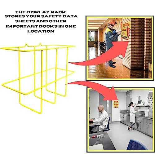 Performore 2 Pack Binder Display Rack, SDS/MSDS Wire Wall Mount Rack with Mounting Hardware, Bright Yellow Wire-Coated