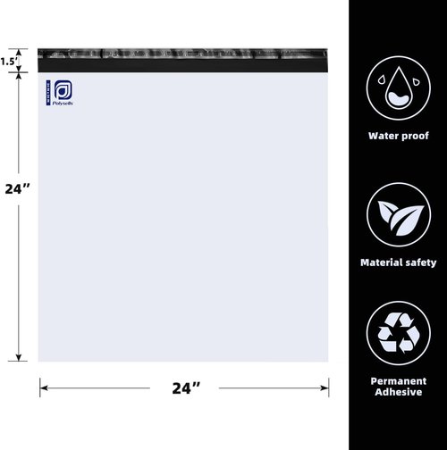 POLYSELLS 100 Pcs White Poly Mailers - 24x24 Inches, Waterproof & Tear-Resistant Shipping Envelopes