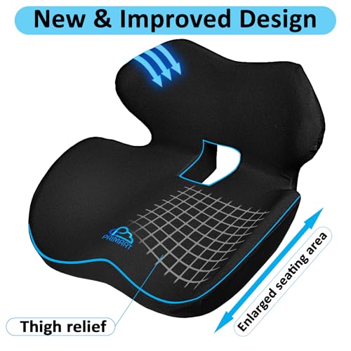 Ergonomic Memory Foam Seat Cushion for Office Chair, Car Seat, Gaming Chair, Dining Chairs| Sciatica, Tailbone & Coccyx Pain and Pressure Relief | Lumbar & Lower Back Support | Orthopedic Design