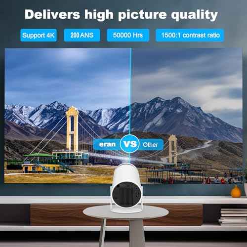 Mini Portable Projector, Support 4K 1080P with Dual-Band WIFI6 5G Wireless 5.0 Bluetooth Android 11,160 ANSI,180¡Æ Rotatable, Auto Keystone Correction, 35"-130" Screen Video Projector