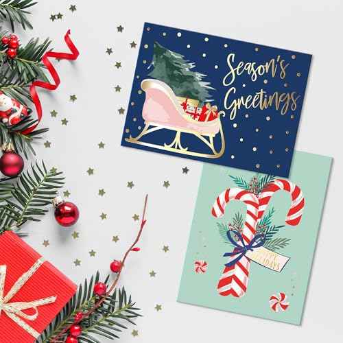 Sweetzer & Orange Holiday Greeting Cards ? Set of 24 Boxed Christmas Cards with Envelopes ? 24 Unique Designs with Gold Foil ? 4.25x5.75 Assorted Holiday Cards ? Red Envelopes