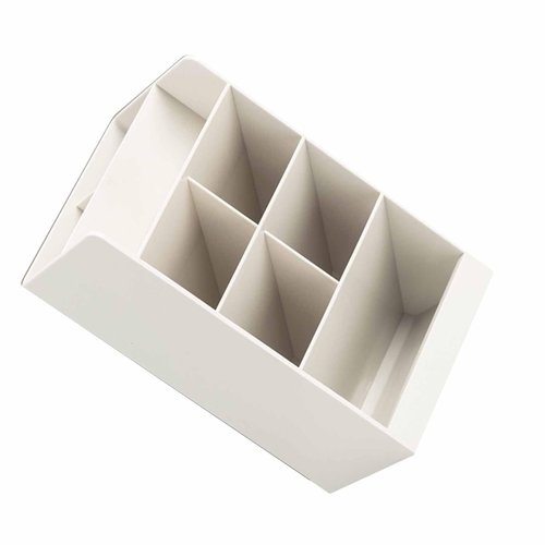 Pen Holder, Oblique Insertion Stationery Storage Box 5 Compartments Pencil Holder Makeup Brush Holder Pen Organizer for Office Pencil Holder for Desk Stationery Storage Pen Holder(Creamy White)