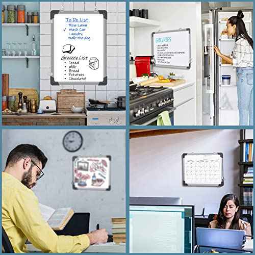 Dry Erase Calendar Whiteboard for Wall, Polegas 16" X 12" Magnetic White Board Board, Small Wall Monthly Double Sided Boards Student, Home, Office (White)