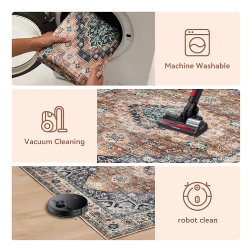 Office Chair Mat for Hardwood Floor, 48"60" Boho Under Desk Rug with Non-Slip Backing as Floor Protector, Computer Rolling Chair Mat for Office Home, Machine Washable, Red