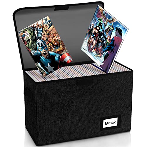 Black Collapsible Comic Book Storage Box 15.8x7.8x11.8 Inches Holds 160-180 Comics