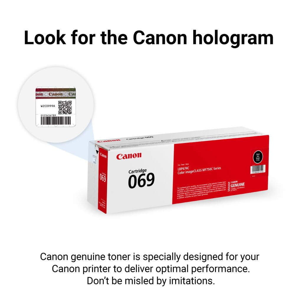 Canon 069 Toner Cartridge Set – 4 Pack (Black, Cyan, Magenta, Yellow) | Compatible Color imageCLASS MF753Cdw, MF653Cdw, LBP674Cdw, LBP633Cdw | Standard Yield Toner Replacement Set