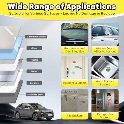Adhesive Remover Spray with Scraper & Towel - Remove Stickers, Labels, Tape Residue from Car Paint, Glass, Tile - Safe Multi-Surface Formula - 100ml/3.4oz