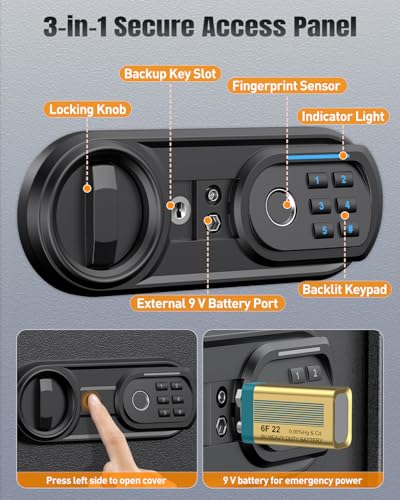 Uniclife 71-Position Key Safe Box with Code, Fingerprint & Keypad – Wall Mount