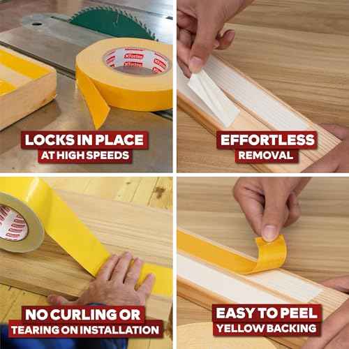 XFasten Double Sided Woodworking Tape 1 inch x 36 Yards 6-Pack 648ft 1-inch Core No Residue Woodworking Double Sided Tape Heavy Duty Wood-safe Wood Glue Tape for Router Templates for Woodworking Tools