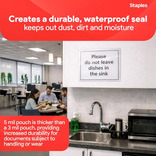 Staples 5 Mil Letter Size Thermal Laminating Pouches - 100 Pack