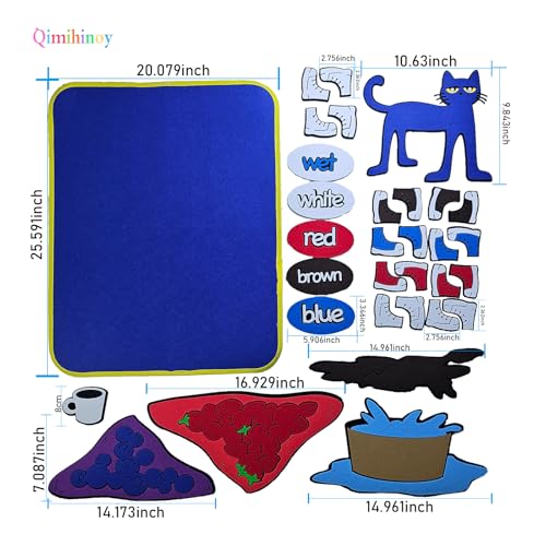 Felt Story Pieces with Board, 31 pcs Large Animals Felt Board Set for Toddlers,Preschool,Teachers, Speech, Therapy, Home Travel,Classroom (Pete The cat: I Love My White Shoes)