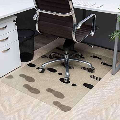 Mind Reader Office Chair Mat for Carpet, Under Desk Protector, Polycarbonate, 35.25" L x 47.25" W x 0.0625" H, Clear with Black Art
