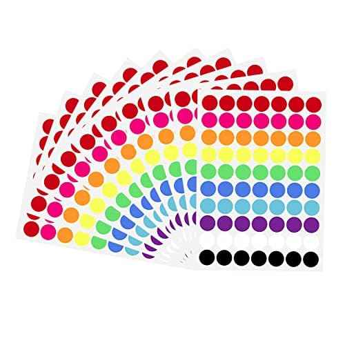 700 PCS Dot Stickers 3/4 Inch Color Coding Labels Round Colored Dot Stickers, 10 Assorted Color Colorful Coding Label Circle Sticker for Toddler Office Student Classroom, 70 Labels/Sheet