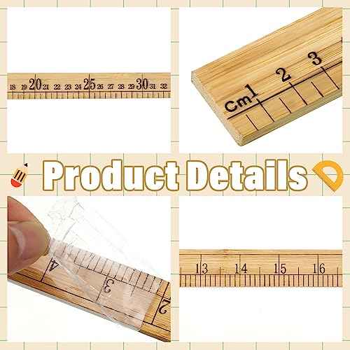 Fulmoon 12 Pieces Wood Double Sided Meter Stick Yard Stick Thick Wooden Ruler Yardsticks Bulk for School Classroom Home Office Kids Measuring Meterstick(39")