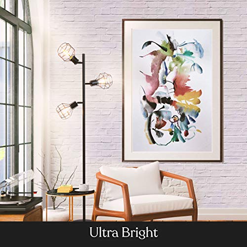 Brightech Robin Industrial Rustic Pole Tree Floor Lamp w/ 3 Vintage Edison Bulbs