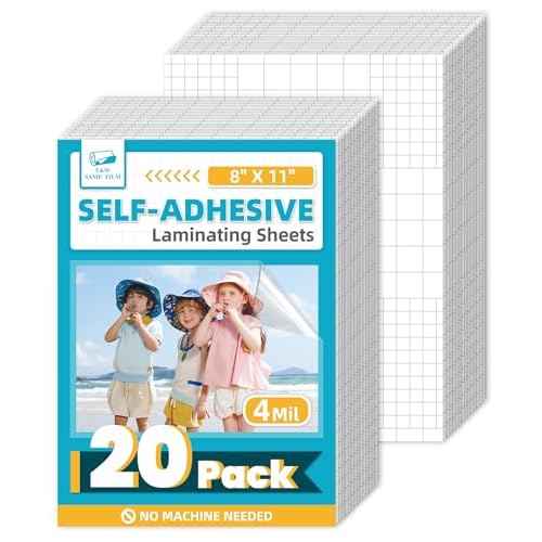 T&W SAME FILM Self Adhesive Laminating Sheets, 4mil, 8 x 11 Inch No Heat Laminating Sheets, Self Sealing Laminating Sheets for Laminator, Round Corner, No Heat, No Machine Needed-20 Pack