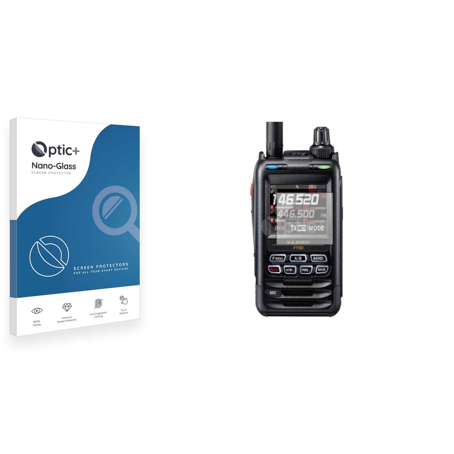Optic+ Nano Glass Screen Protector for Yaesu FT-5DE/DR, Clear