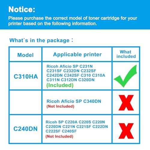 LCL Compatible Toner Cartridge Replacement for Ricoh SP C310HA C311N C312DN C312DN C231N 406475 6500 Pages C231SF C232DN C232SF C242DN C242SF C310 C310A C320DN (1-Pack Black)