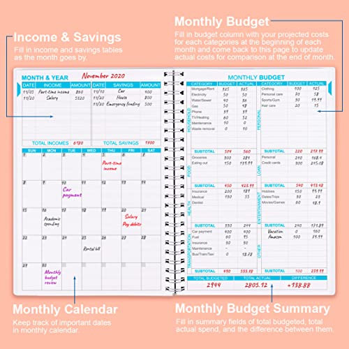 Twig Budget Planner - Monthly Finance Organizer with Undated 1 Year Use, A5, Nokingo