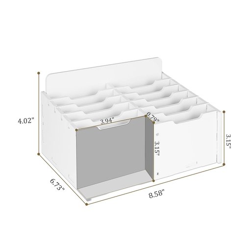 Ozzptuu Wooden 12-Compartment Desktop Organizer Multifunctional Storage Box Desk Supplies for Cell Phones Holder White (12-Grid)