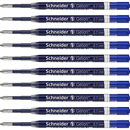 Schneider Gelion+ Gel Ink Cartridges, 0.7 mm, ISO Format G2, Blue Ink, Box of 10 Refills (103903)