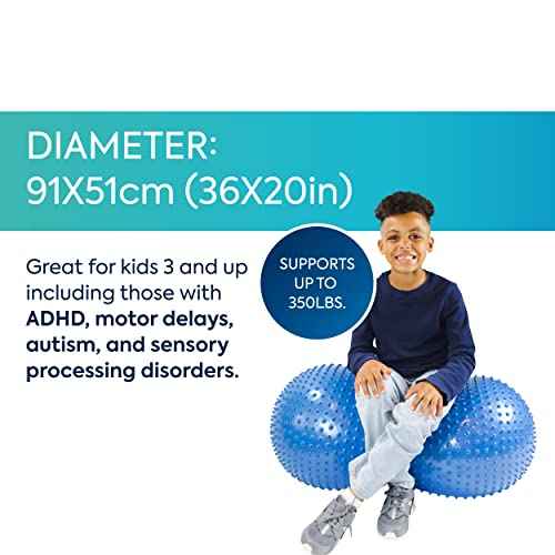 BouncyBand Peanut Shaped Stability Ball ? 36¡± x 20¡±, Holds up to 350lbs ? Improve Balance and Focus with The Sensory Play Tool