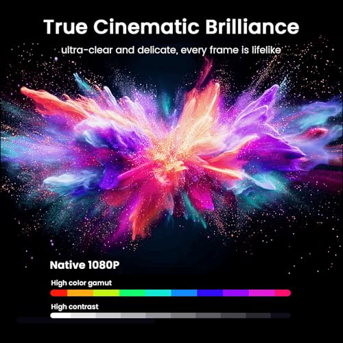 HAPPRUN White 4K Outdoor Projector with Built-in Streaming App, WiFi 6 & Dolby Audio