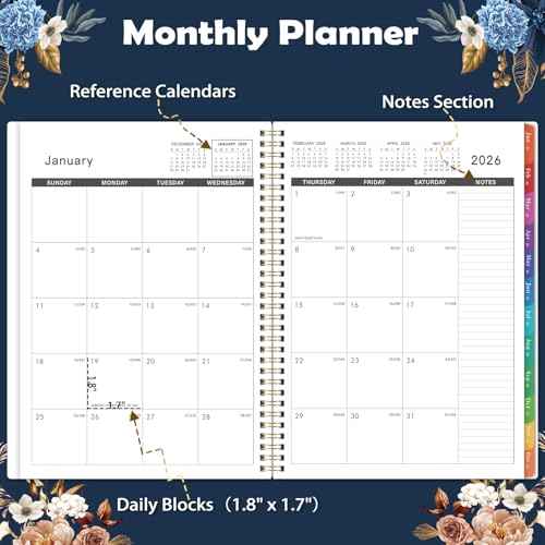 2026 Monthly Planner - 9'' x 11'', Monthly Planner/Calendar 2026, from Jan.-Dec. 2026, 12 Month Calendar with Tabs, Premium Paper, Twin-wire Binding, Inner Pocket, Note Pages
