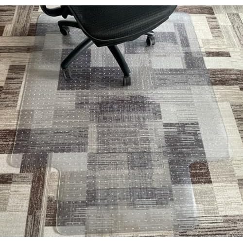 Heavy-Duty Office Chair Mat for Carpet, 46"x60" with Lip, Clear Carpet Floor Protector for Low to Medium Pile Carpets, Smooth-Glide Desk Mat