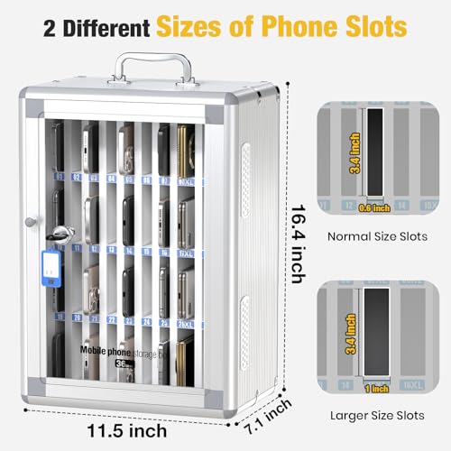 36 Slots Cell Phone Storage Locker for Classroom, Portable with Key