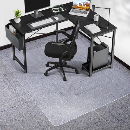SALLOUS 46" x 60" Chair Mat for Carpet - Clear, Heavy Duty Vinyl with Non-Slip Grip