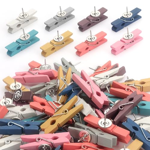 50 Pcs Wooden Clips Push Pins Tacks for Cork Board Artwork Morandi – JOANCÉE