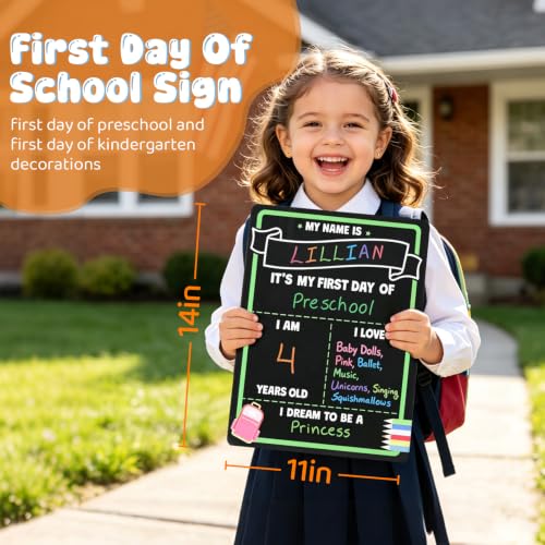 Reusable First Day of School Sign Board - 14x11 Inch Chalkboard Photo Prop for Kids