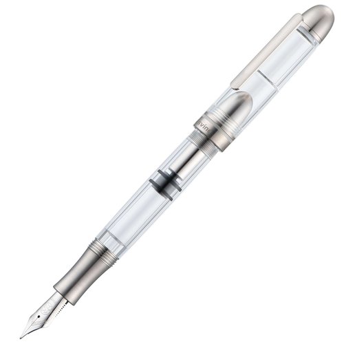 Asvine P36 Titanium Fountain Pen Piston Filling, Bock Extra Fine Nib Clear Transparent Acrylic Smooth Writing Signature Pen Case Gift Set