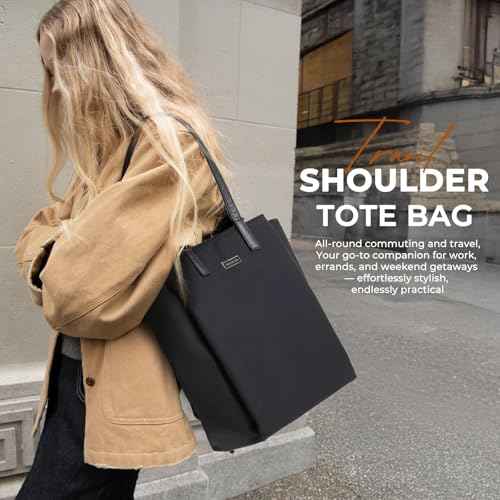 Large Laptop Tote Bag for Women 13 inch, Lightweight Teacher Bag Women Office Work Bag with Straps, Waterproof Computer handbag Business Briefcase, Black