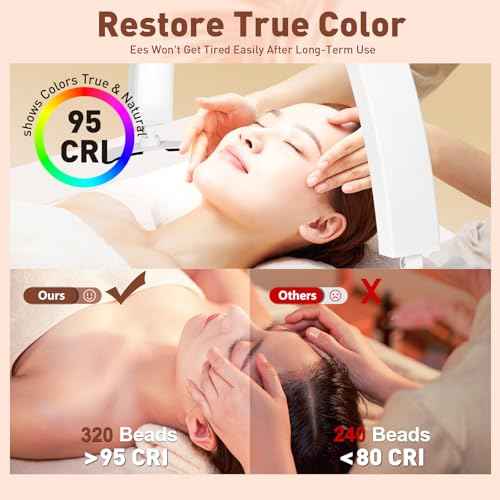 HITTI 29in Half Moon Light for Nail Desk with Phone Holder, Foldable Nail Tech Light, Lash Table Lamp with Wire Controller & Remote, 7 Color Modes 10 Brightness for Extension Tattoo Craft Beauty-White