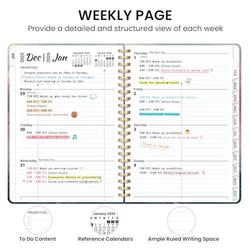 2026 Planner, Aesthetic Weekly and Monthly Planner for Women, Jan 2026 to Dec 2026, Hardcover 2026 Calendar Book with Monthly Tabs, Inner Pocket, Perfect for Office Home School - A5 (6.3" x 8.5"), Sunset