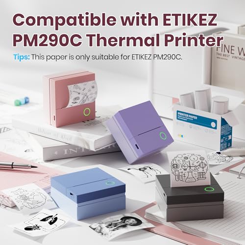 Genuine Self-Adhesive Thermal Printer Stickers, Compatible with PM290C Mini Sticker Printer, Black on White, 54mmx3.2m Sticker Paper for Journal, Study, Photos, Note, 3 Rolls, White